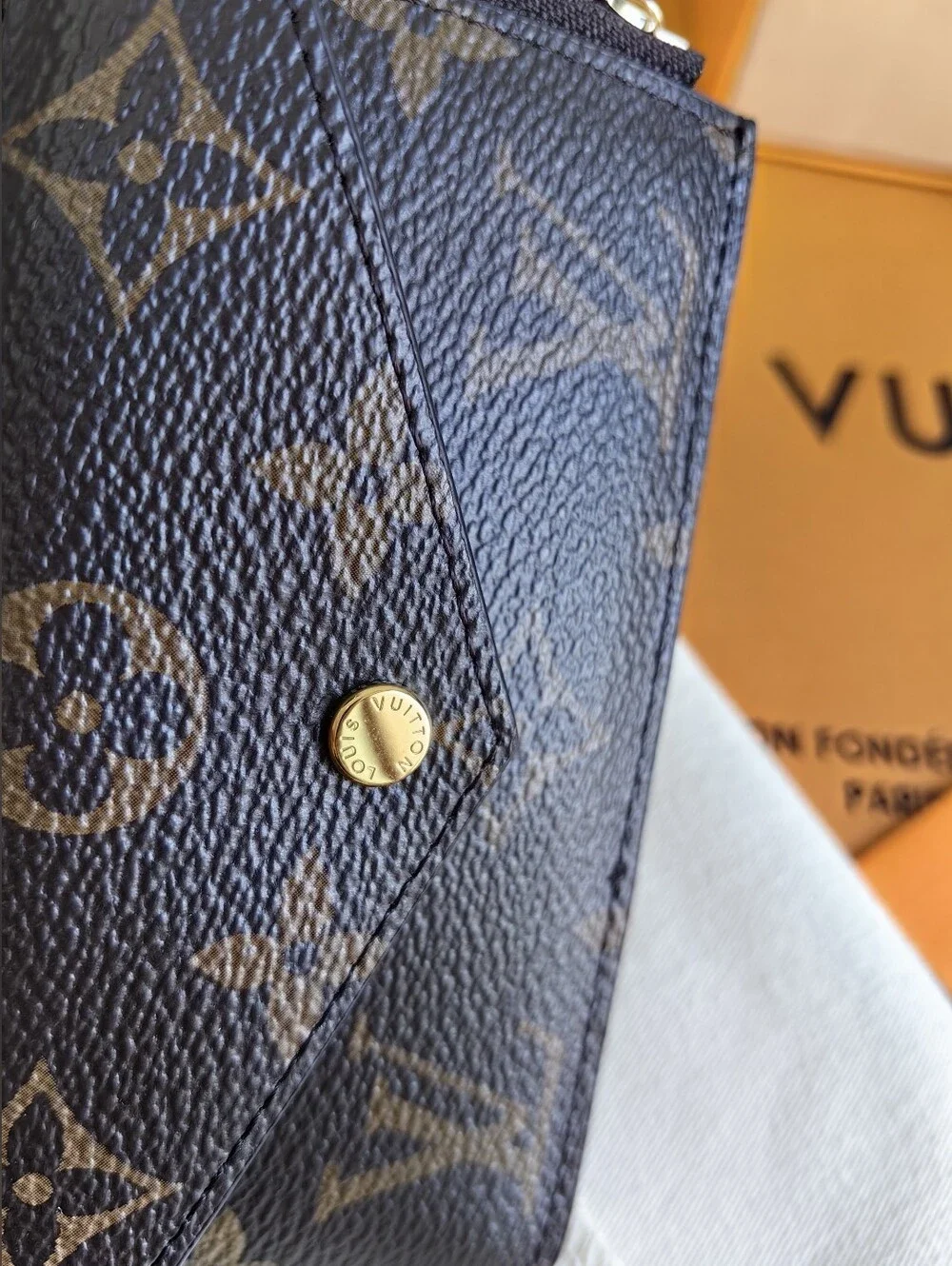 Louis Vuitton Monogram Key Pouch Wallet in Dark Brown with Gold Hardware